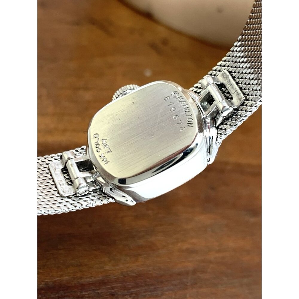 Hamilton Women's Watch 14k White Gold Case Vintage Swiss Hand Wind Petite 15mm - Picture 7 of 16